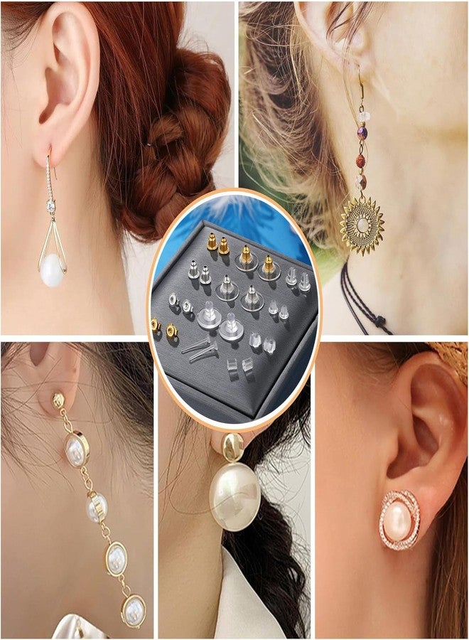 Gozaqe Earring Backs for Ear Studs,600Pcs 12 Styles Clear Earrings Metal Rubber Silicone Earring Backs,Universal Fit for Most Ear Piercings(with Storage Box) - Image 5